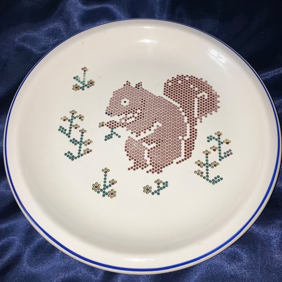 Vintage Pfaltzgraff Squirrel Needlepoint Cross Stitch 8.5" Plate RARE! Item A - Picture 3 of 6